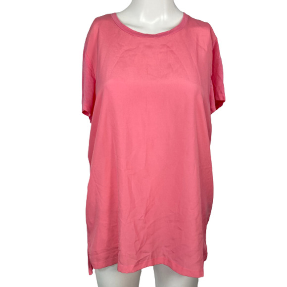 Lauren‎ Ralph Lauren T-Shirt Womens Sz L Pink Crew Neck Tee Stretch - Picture 1 of 9